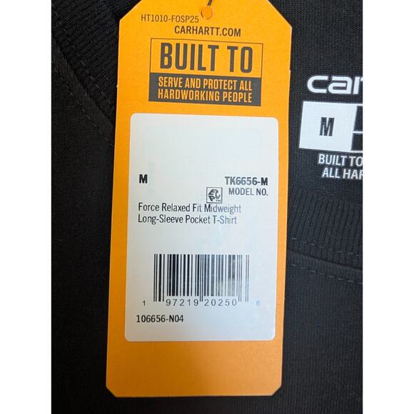 Carhartt Force Pocket T-Shirt Mens M Black Relaxed Fit Midweight TK6656-M NWT - Picture 5 of 5